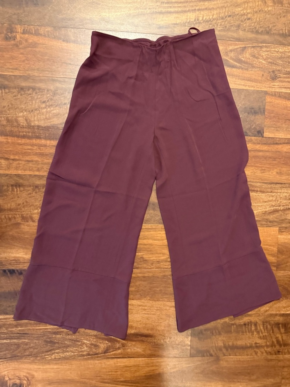 Eileen Fisher NWT Deep Burgundy Silk Georgette Crepe Pants